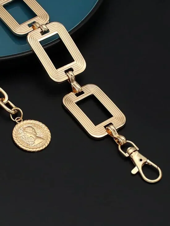 Women's Chain Belt Metal Waist Belt Chunky Belly Link Belt - Picture 3 of 7